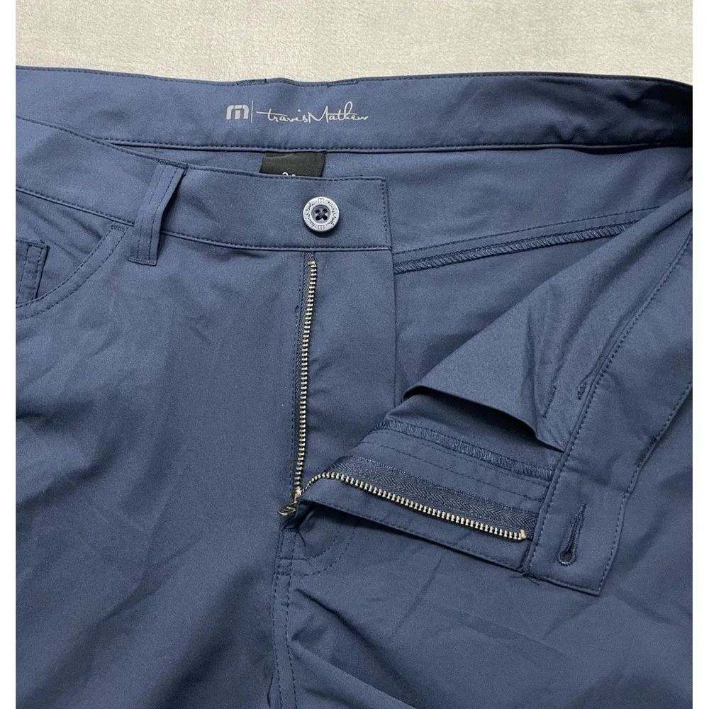 Travis Mathew Trevino Pants Men 34x31.5 Navy 5-Pockets Stretch Tapered Leg Golf